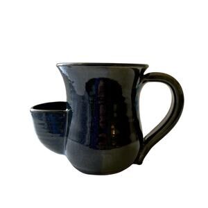 Mud Works USA Teacup Coffee Cup With Side Pocket Blue Green New Stoneware